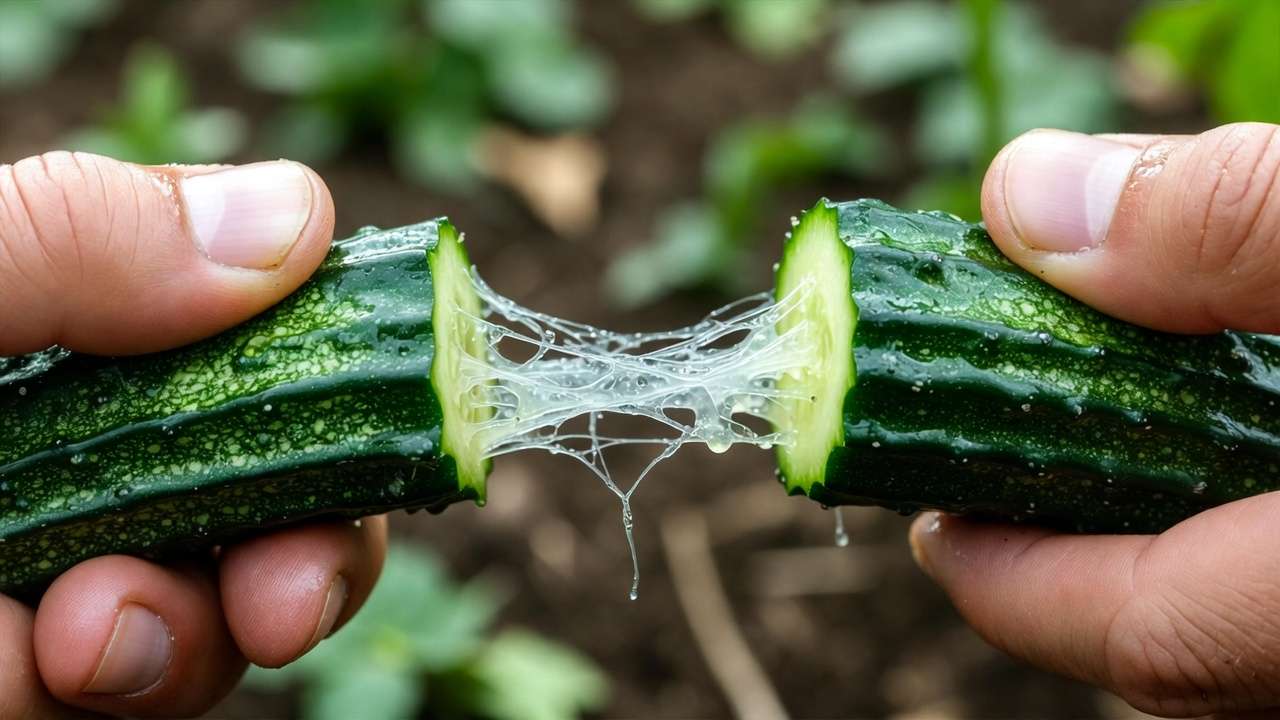 String test demonstration with bacterial threads from cucumber stem for wilt diagnosis
