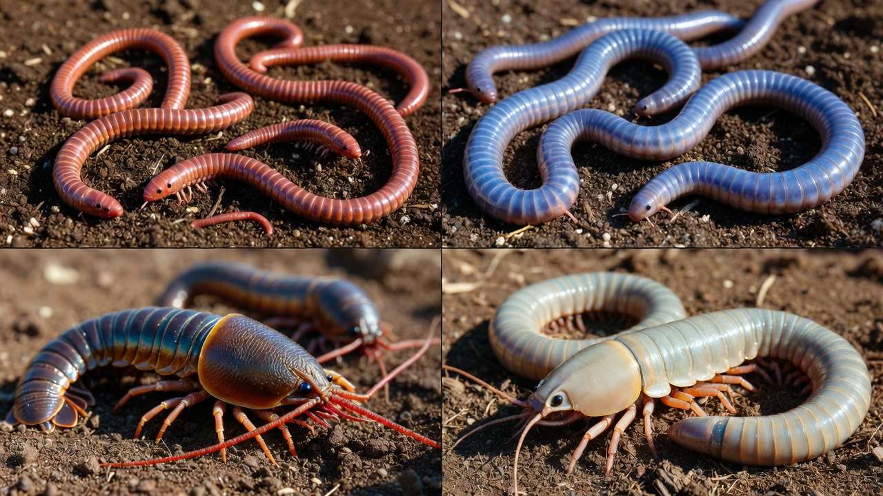 Comparison of top vermicomposting worm species including red wigglers, Indian blues, European and African nightcrawlers