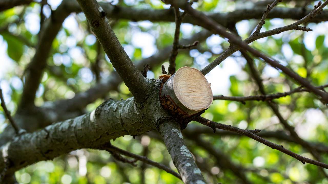 Perfect thinning cut showing clean removal at branch collar on healthy tree