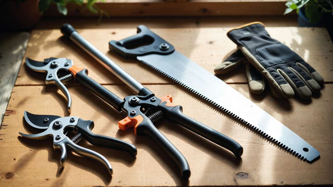 Essential sharp pruning tools for dormant plum tree care