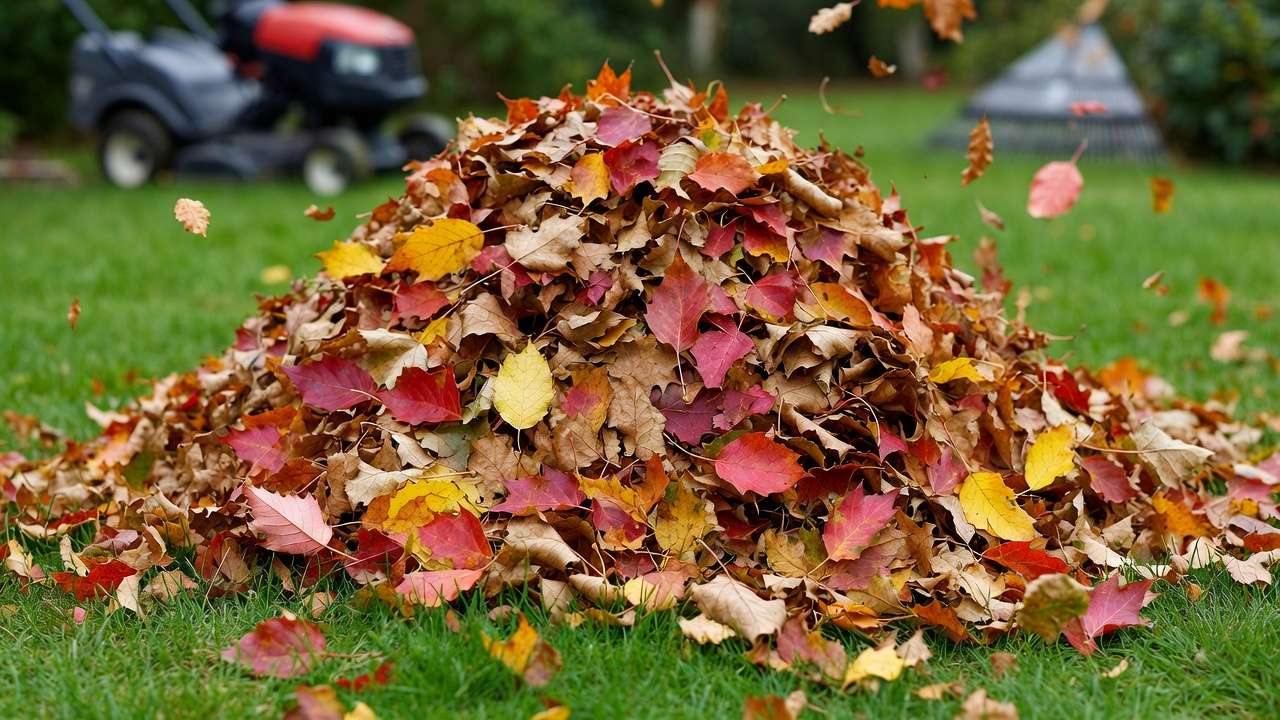 Shredded fall leaves ready for composting, showing ideal particle size for faster decomposition into organic matter