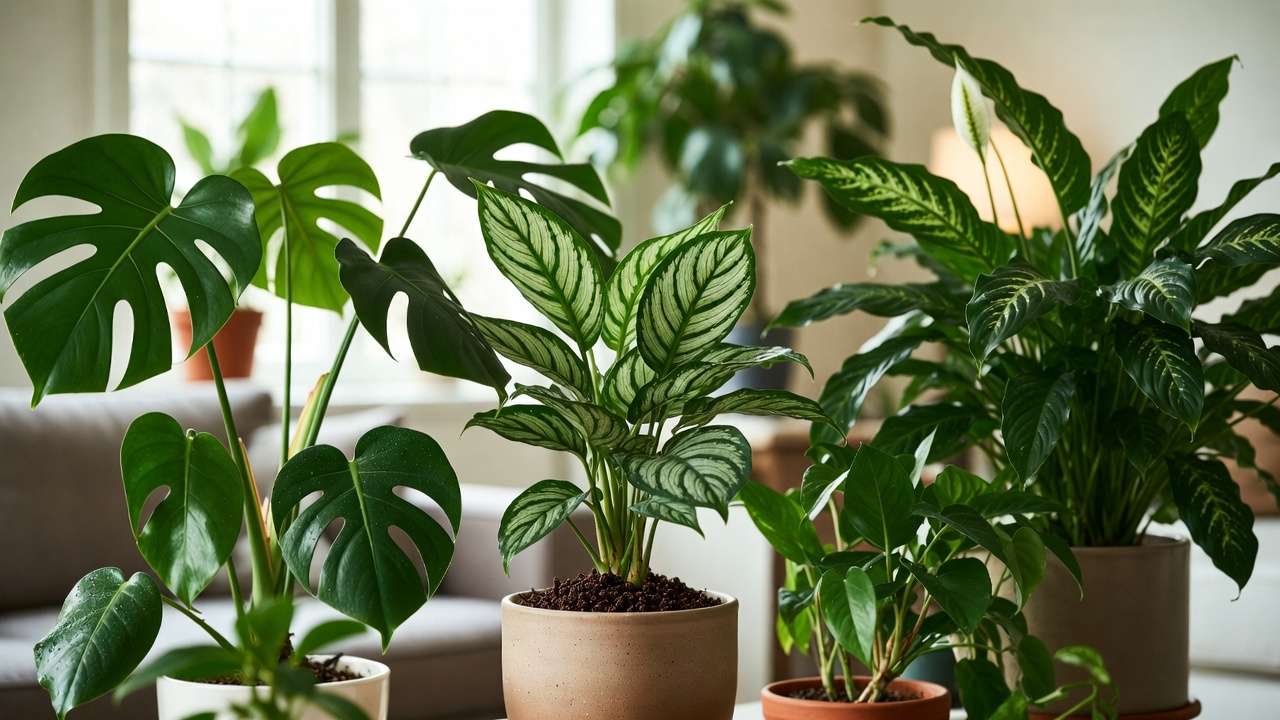 Houseplants growing stronger with worm castings top dressing in indoor pots