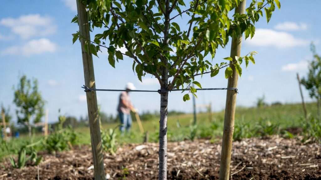 how to stake a newly planted tree