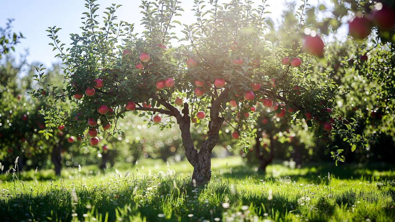 Open center pruning on apple tree for maximum sunlight and better fruit quality