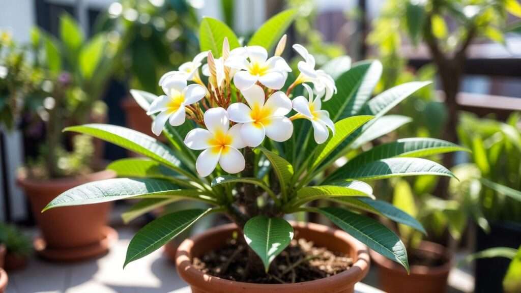 white plumeria plant