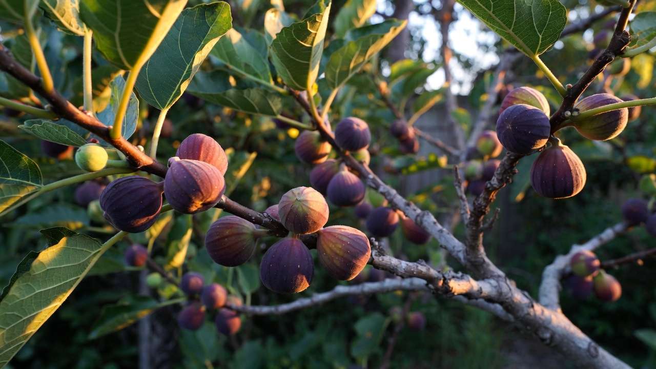 Ripe figs on low-chill fig tree in warm humid subtropical garden