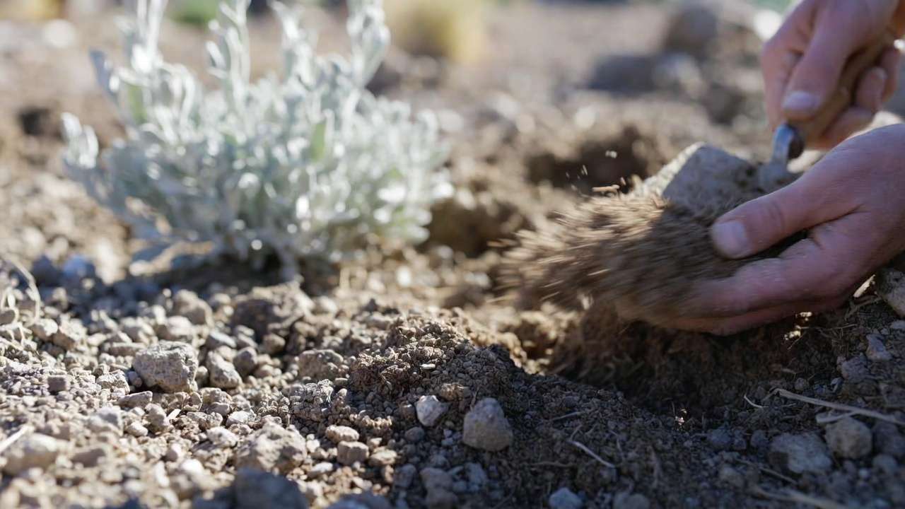 Soil preparation for xeriscape with minimal organic amendments and mycorrhizal fungi for drought-tolerant plants