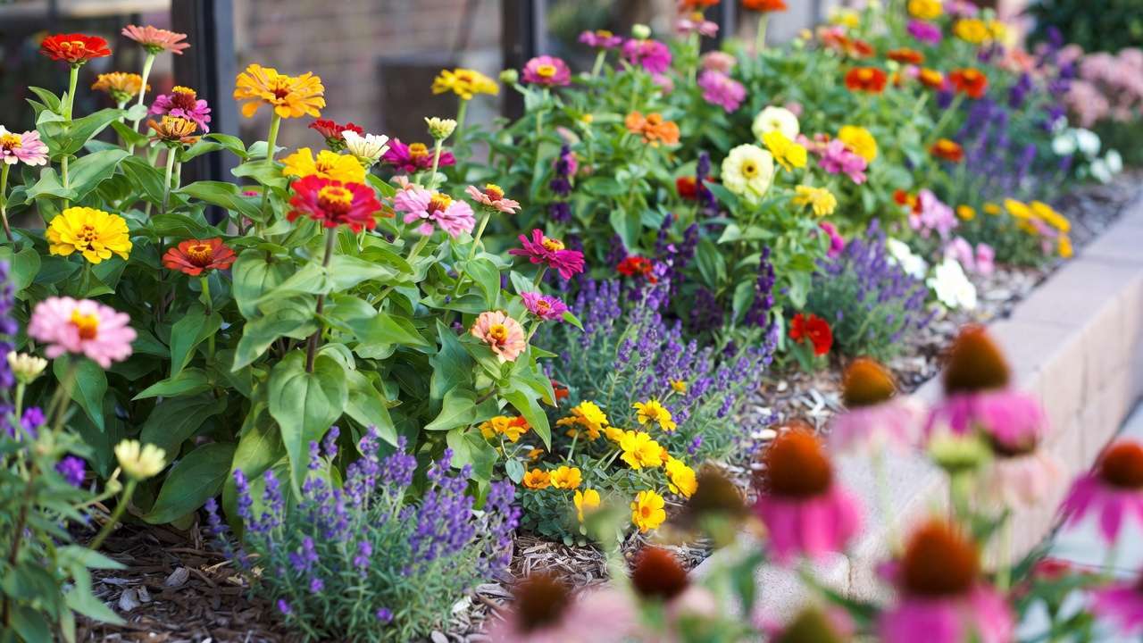 Healthy raised flower bed with properly spaced vibrant blooms avoiding common gardening mistakes
