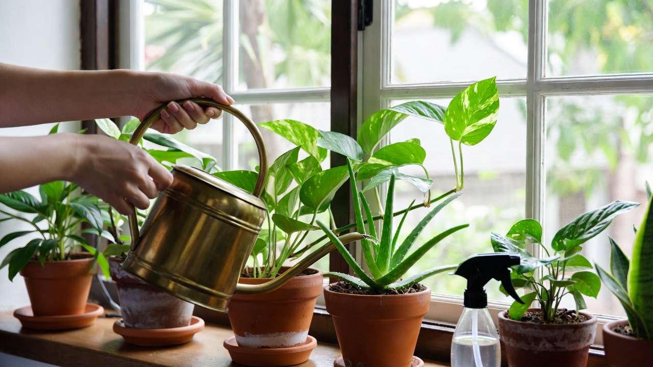 Watering and caring for NASA-approved indoor plants in tropical home environment
