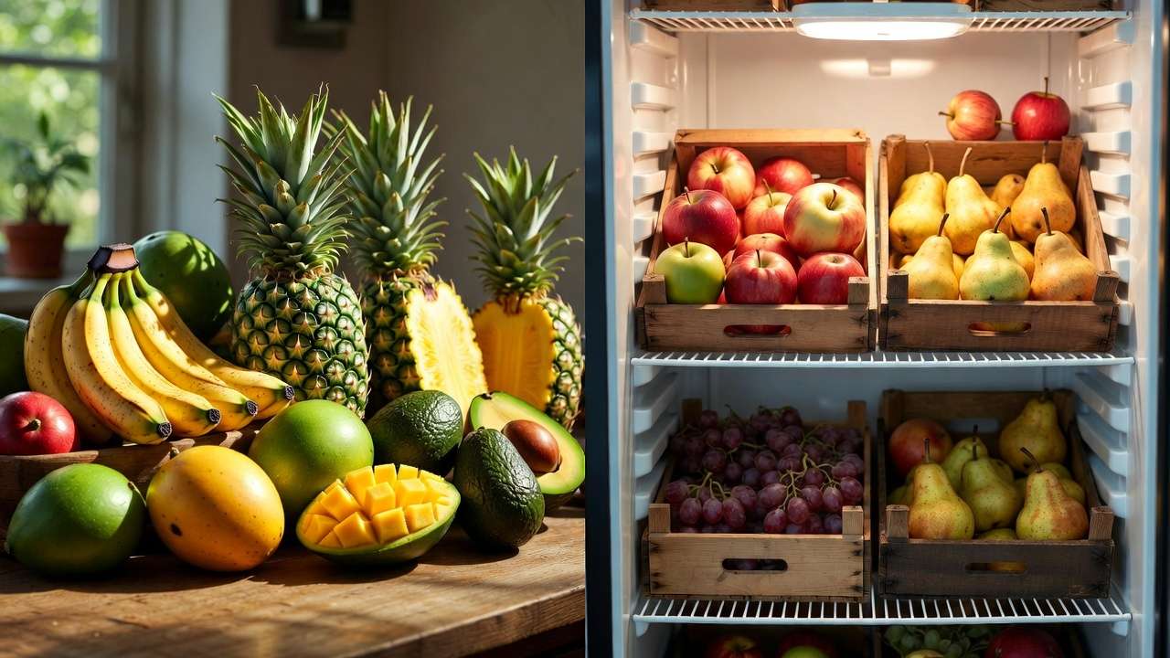 Side-by-side comparison of cool storage for tropical fruits and cold storage for temperate fruits