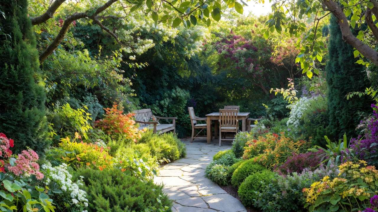 Real-life small backyard privacy transformation with lush plants creating a secluded natural oasis.