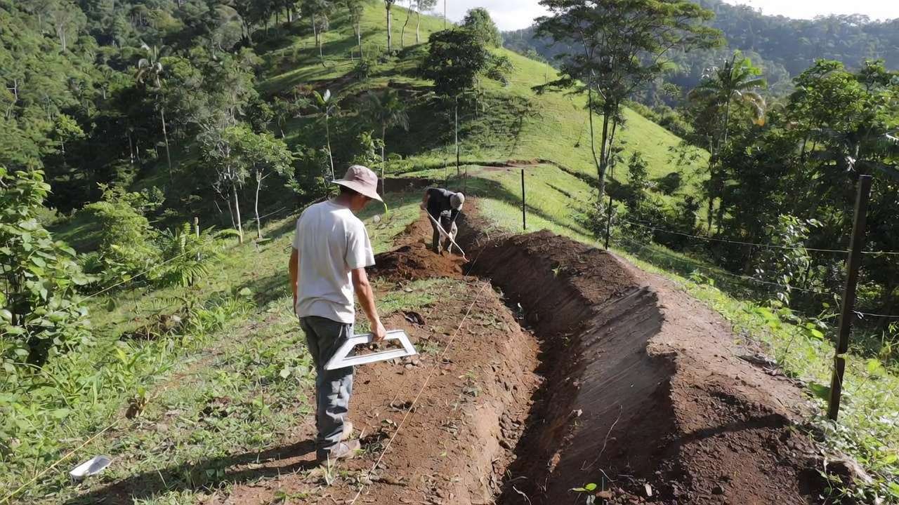 Tropical garden showing four hydrozones with different plant groups by water needs, drip irrigation visible