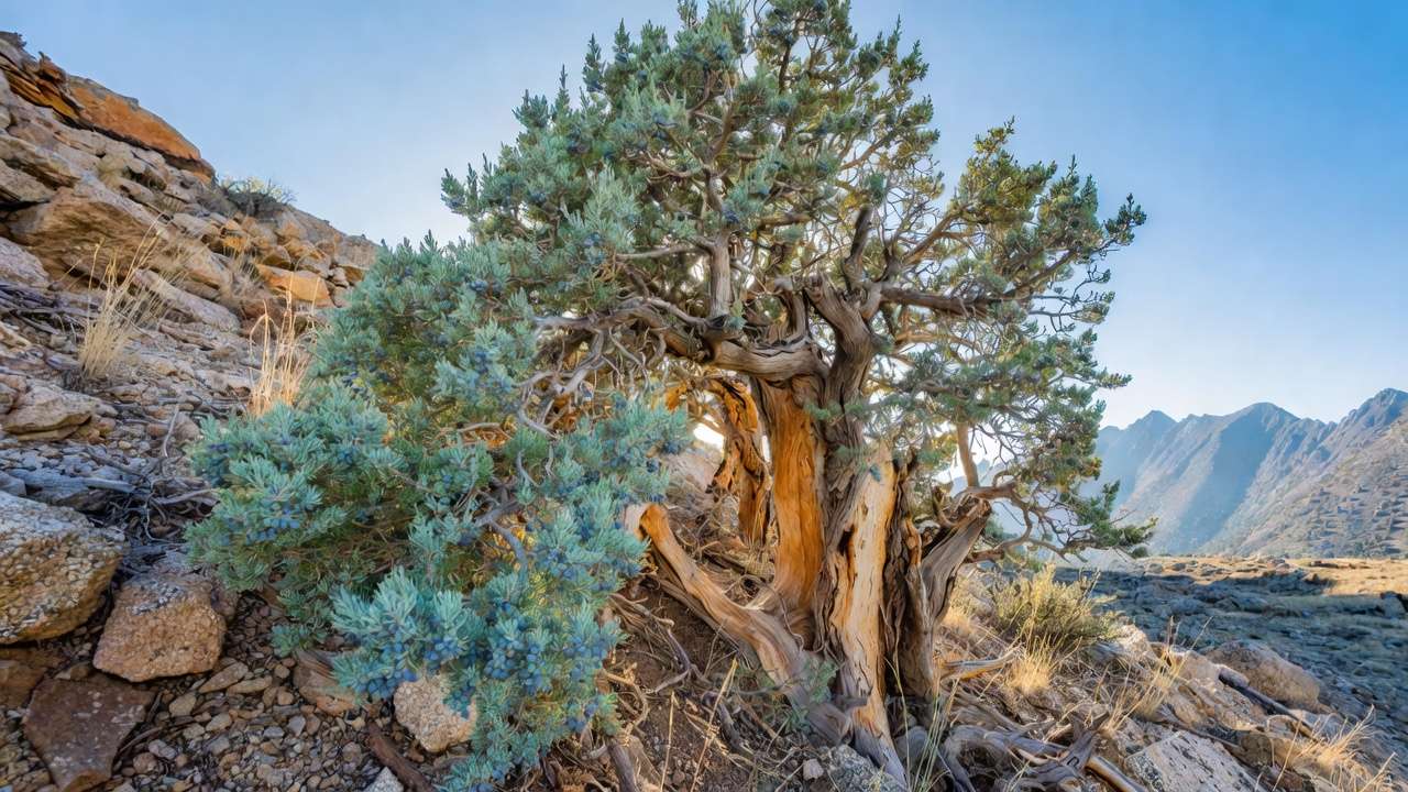Rocky Mountain Juniper (Juniperus scopulorum) thriving in a drought-tolerant Rocky Mountain landscape