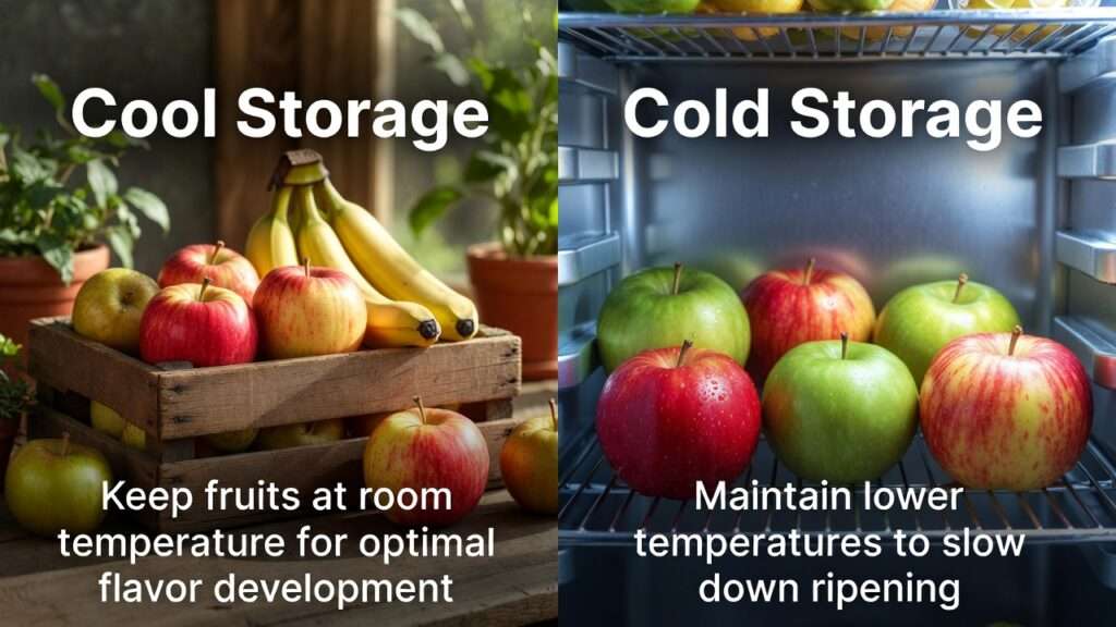 cool storage vs. cold storage for fruits