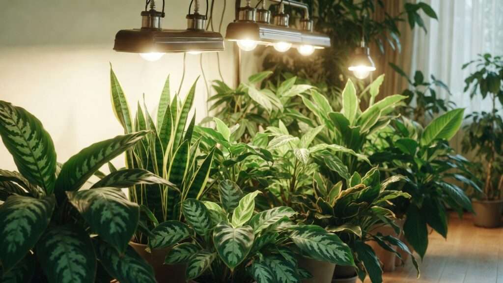 grow lights for air-purifying plants