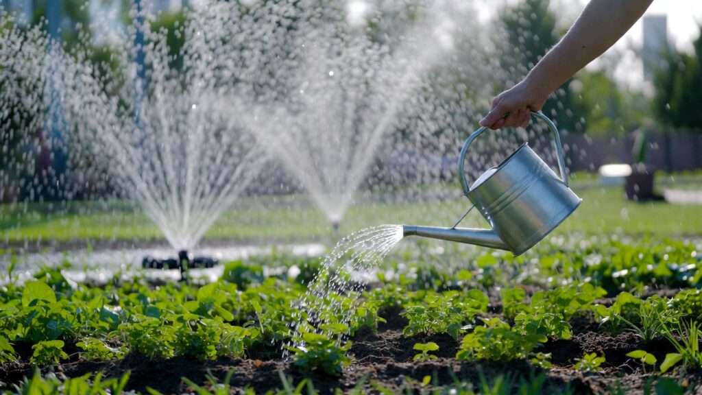 hand watering vs. sprinkler efficiency