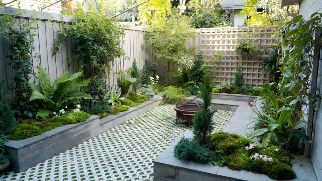 mixing hardscape and greenery in a tiny yard