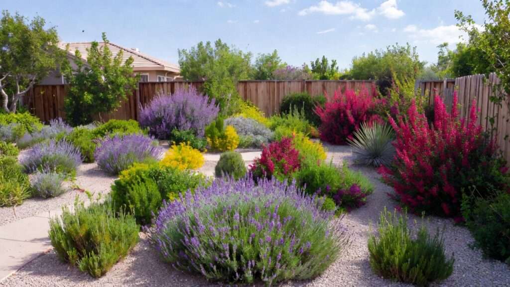 reducing lawn area with xeric shrubs