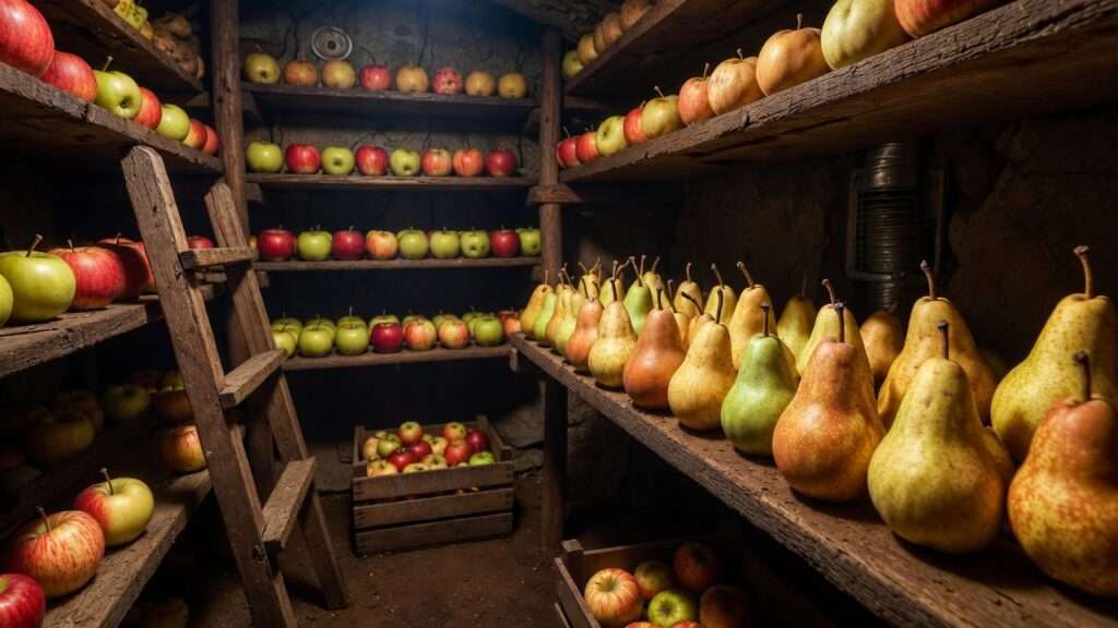 root cellar storage for apples and pears