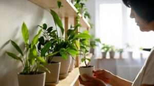 rotating indoor plants for even light
