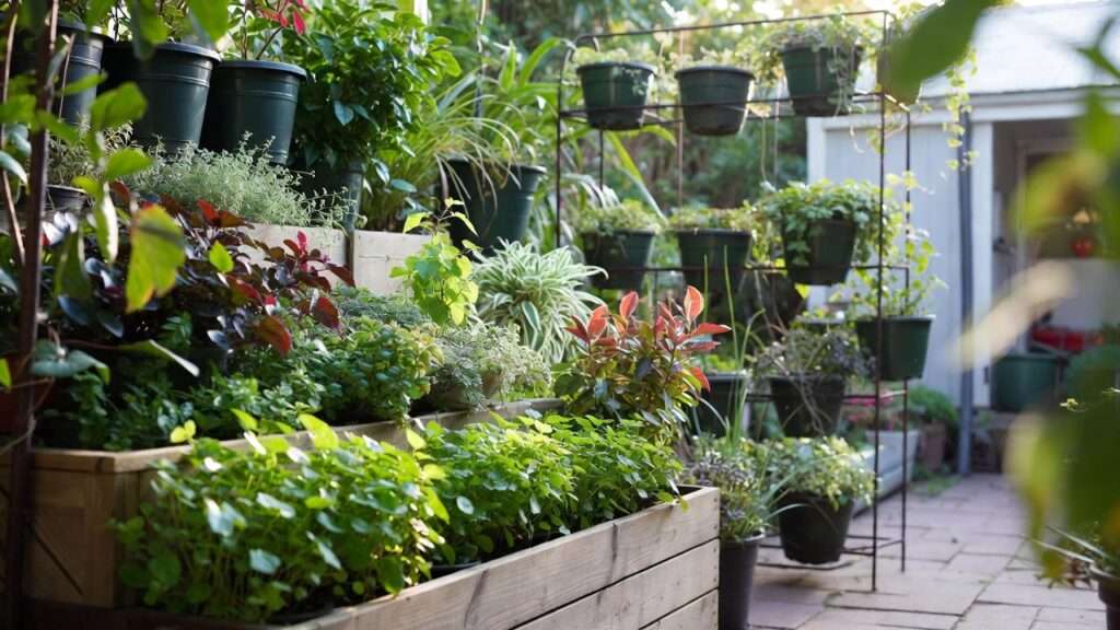 tiered planters for vertical interest