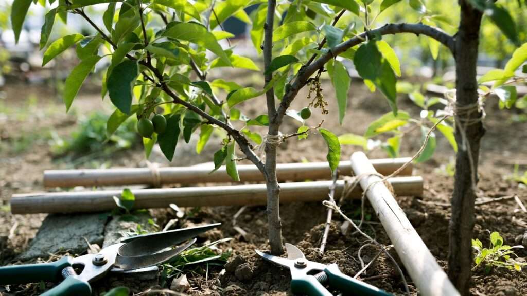 training young fruit tree branches