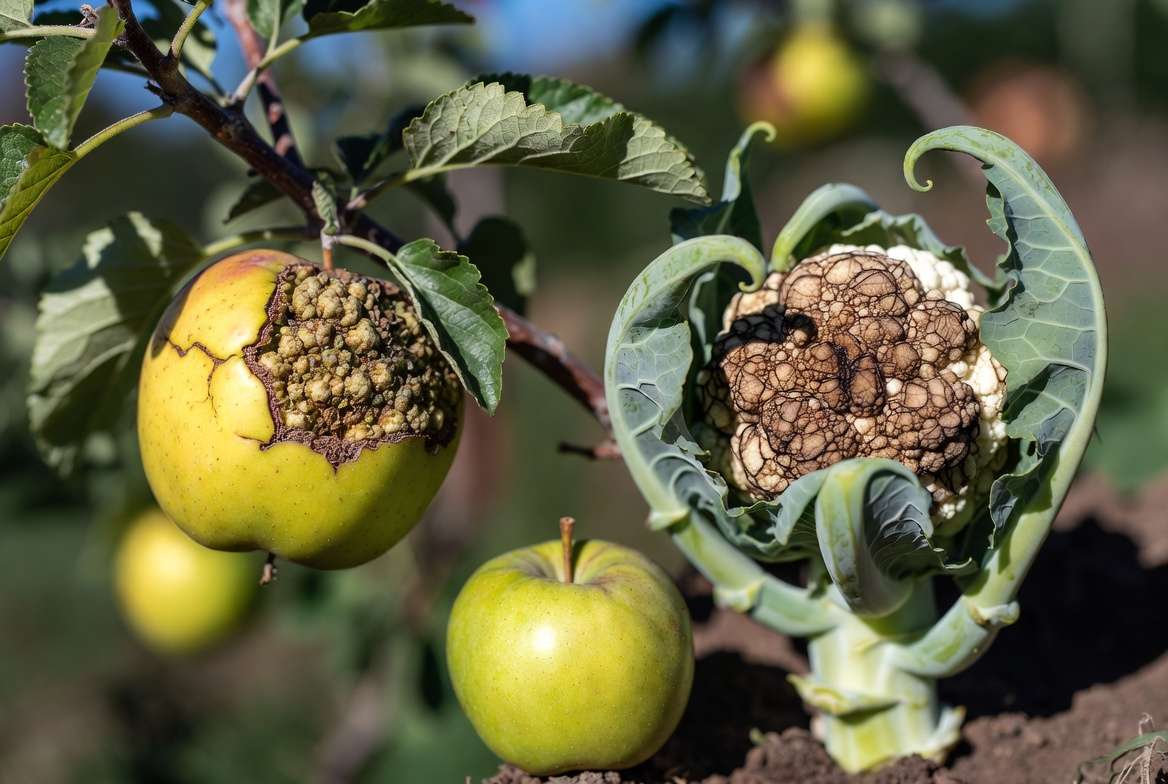 Boron deficiency symptoms in apple fruit and cauliflower – micro-nutrient deficiencies (zinc, boron, etc.