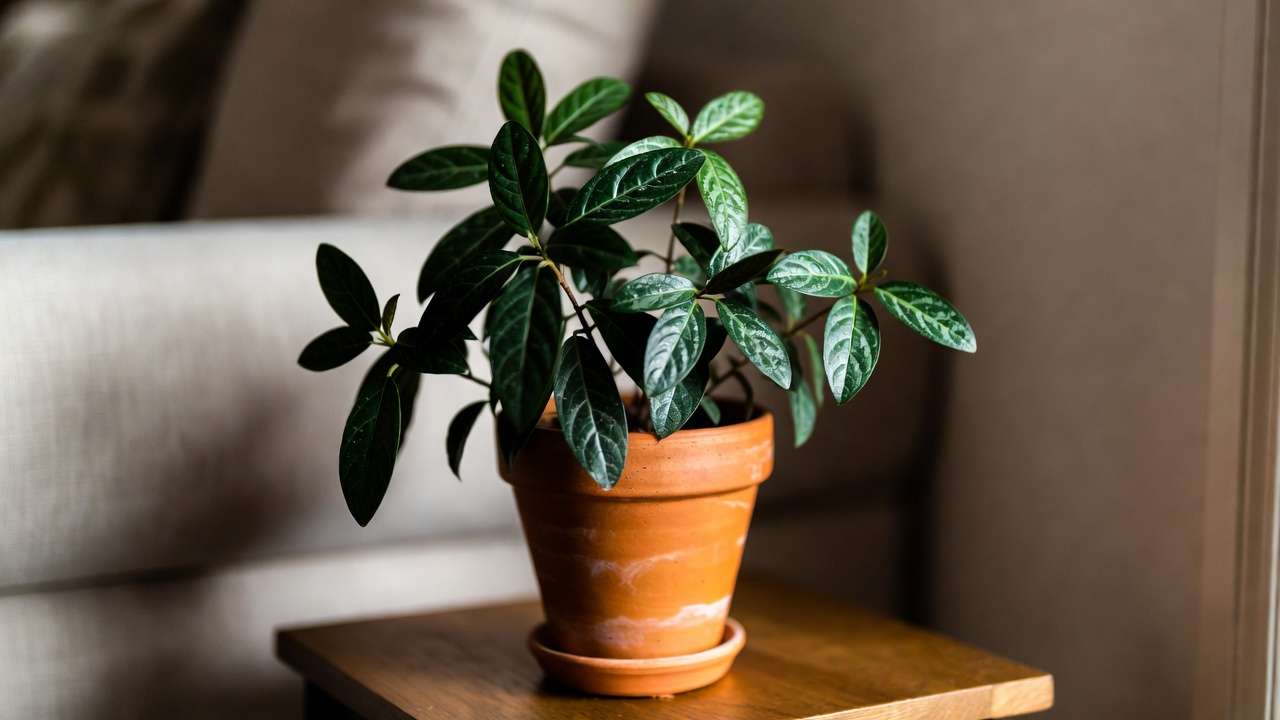 Close-up of ASPCA-safe cast iron plant in modern living room – tough non-toxic houseplant for pet owners
