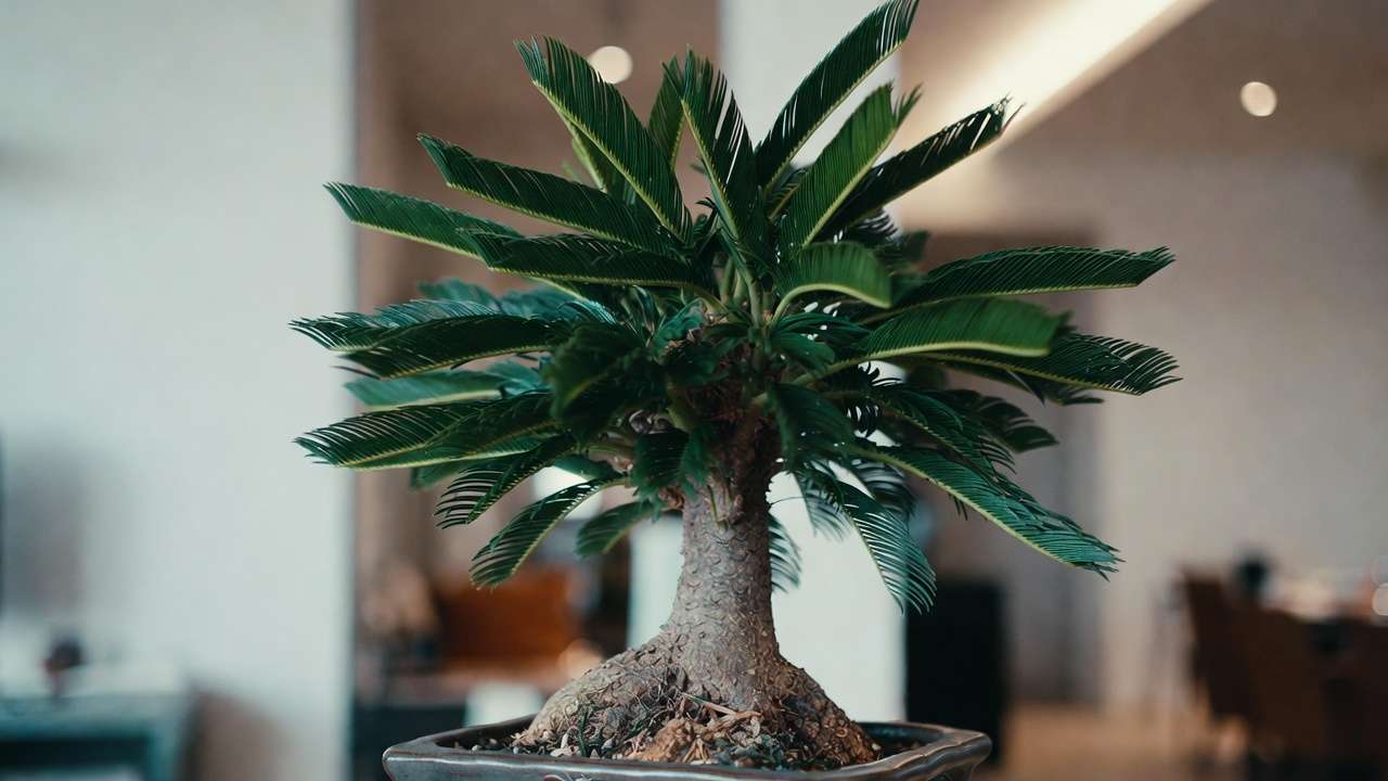 Hawaiian Umbrella bonsai displaying classic radiating green foliage in home environment