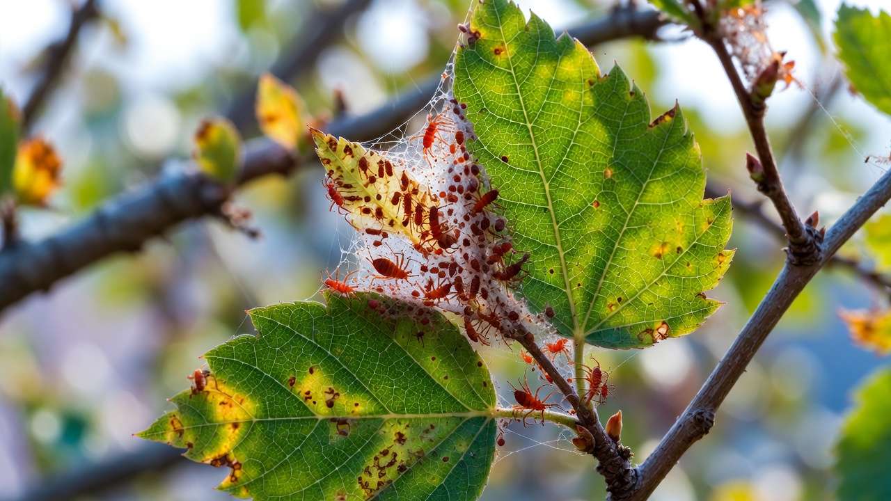 Spider mite infestation on bonsai leaves – early pest detection example