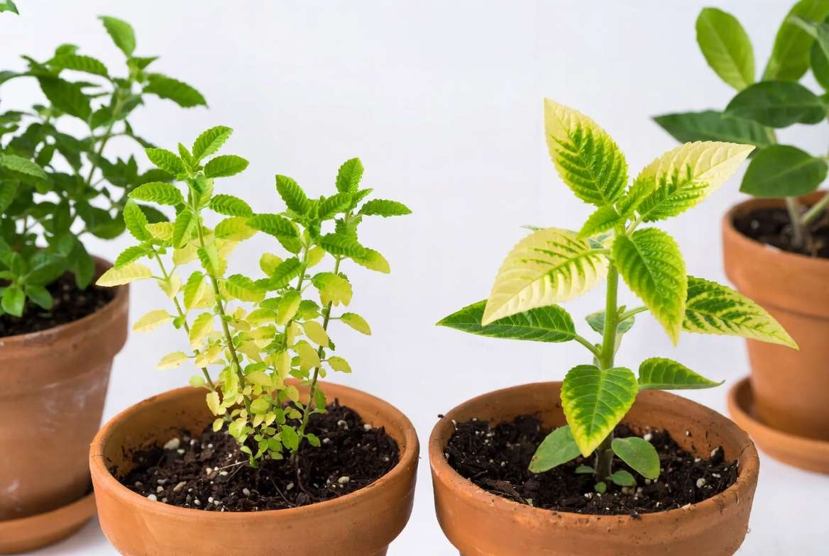 nitrogen deficiency vs iron deficiency yellow leaves comparison on plants