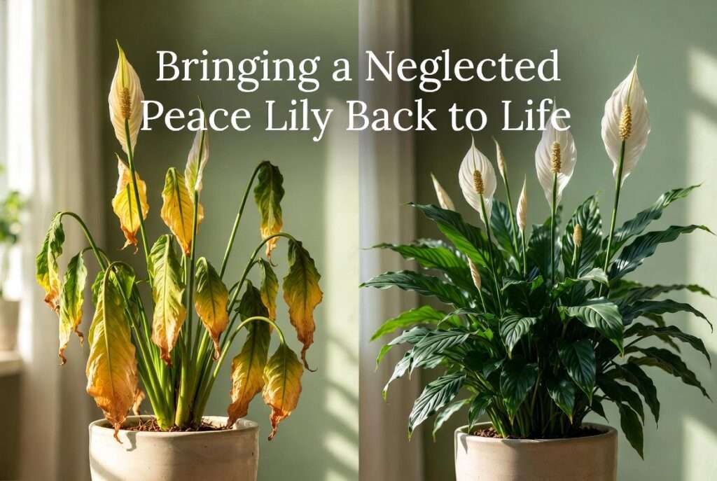 bringing a neglected peace lily back to life