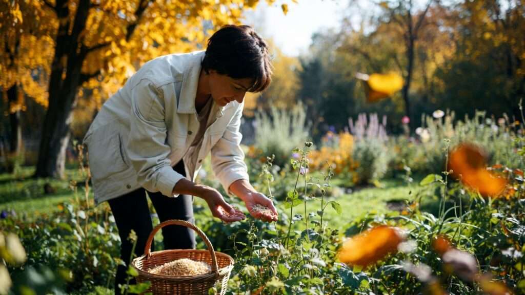 collecting seeds in autumn