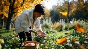 collecting seeds in autumn