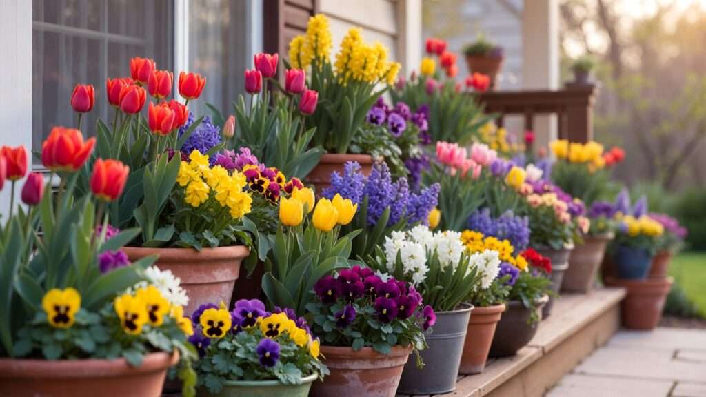early spring container flower combos