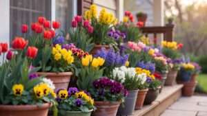 early spring container flower combos