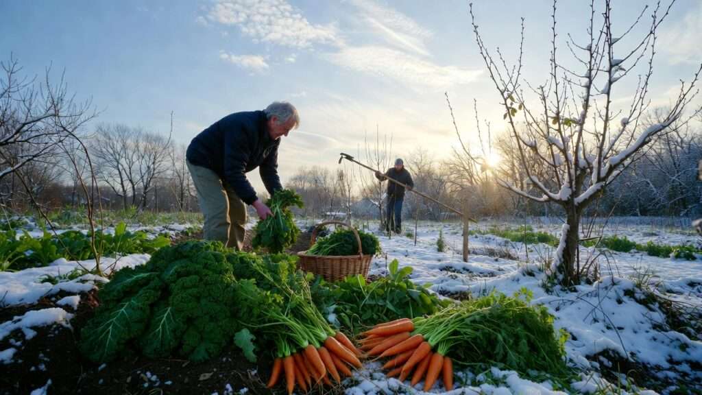 harvesting in late winter or early spring