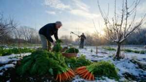 harvesting in late winter or early spring