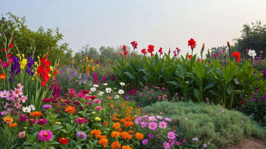 layer planting for continuous blooms