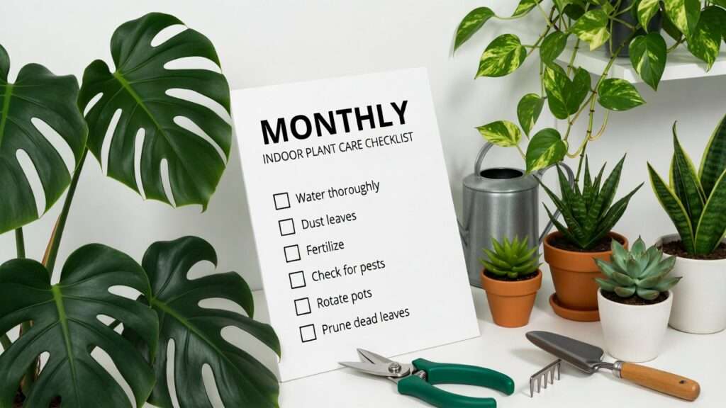 monthly tasks for indoor plant care