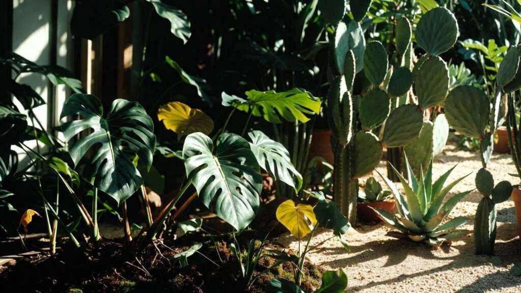 shade-loving plants vs. bright-light plants