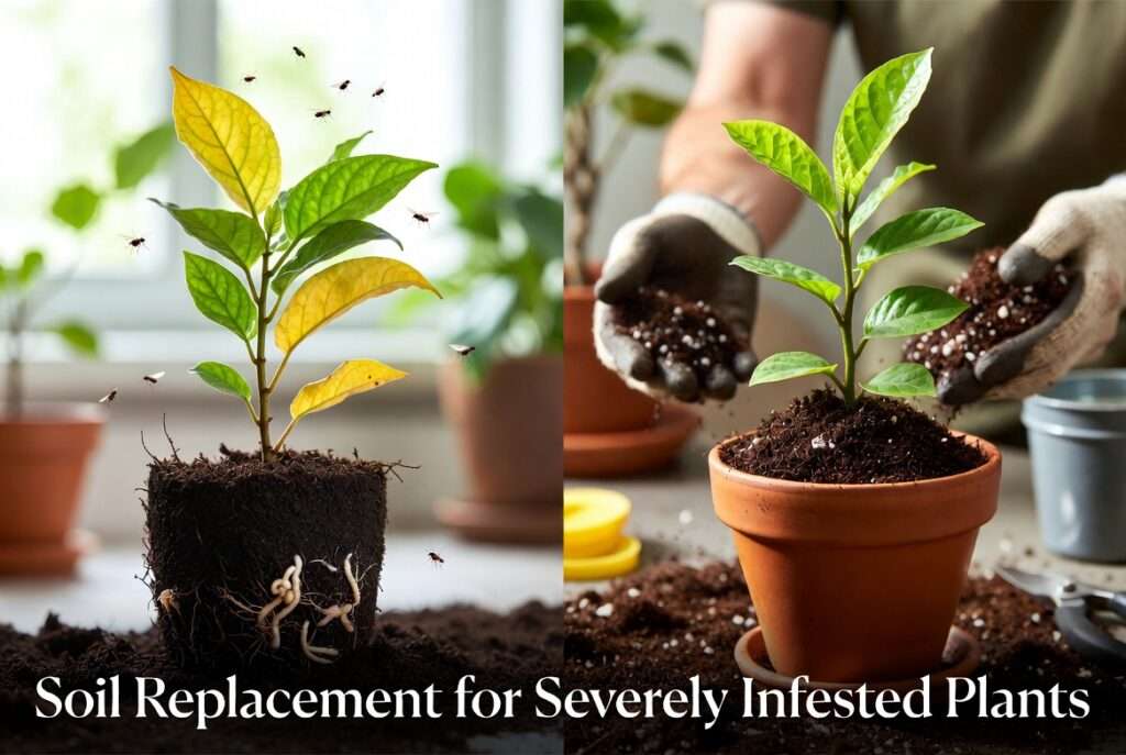 soil replacement for severely infested plants