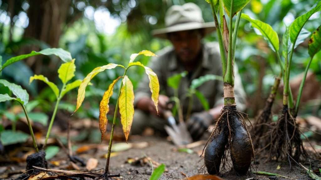 stem rot vs. root rot identification