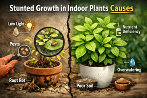 stunted growth in indoor plants causes