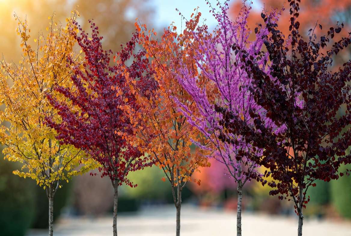 Best redbud varieties showing different stunning fall foliage colors side by side