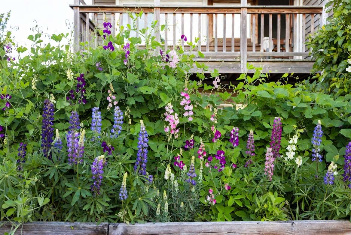 Creative garden designs using papilionaceae family plants in vertical and edible landscapes