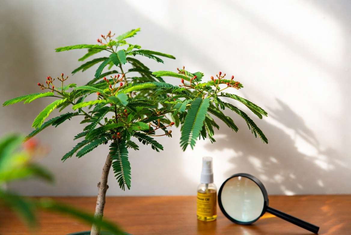 healthy royal poinciana bonsai tree pest prevention neem oil care