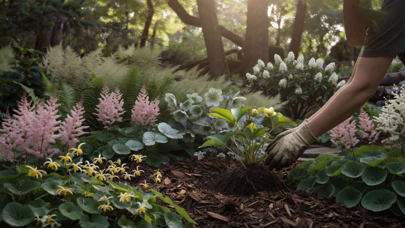Planting and mulching deer resistant shade perennials for long-term garden success