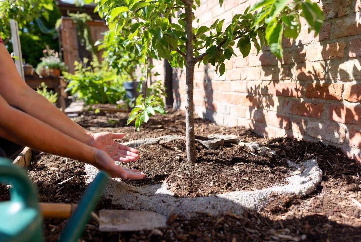 proper way to apply fertilizer to espaliered tree drip line away from trunk
