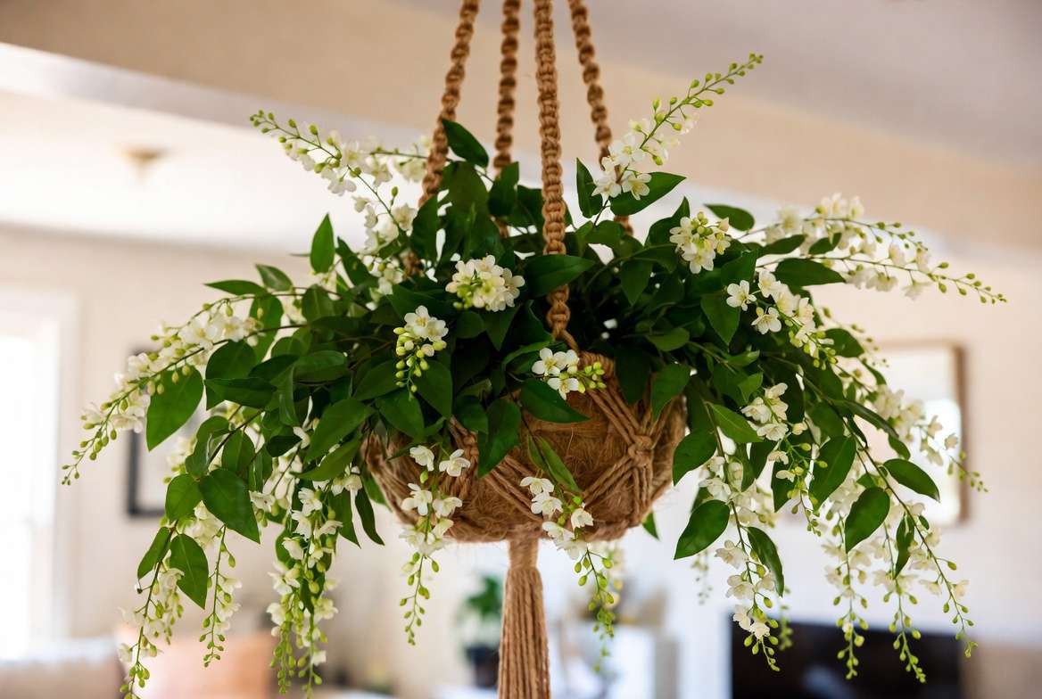 bridal veil plant in hanging basket stylish indoor display ideas